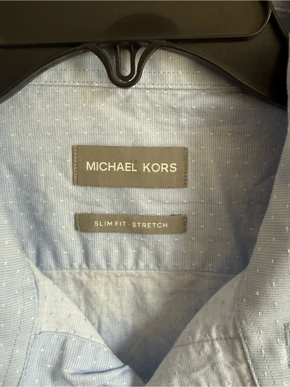 Men’s L Light Blue Michael Kora Slim Fit Stretch Office Formal Classic Button Up - Picture 4 of 6